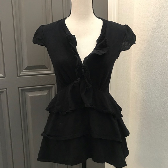 Anthropologie Tops - Anthro Top Black Tiered Ruffled Small Women’s EUC